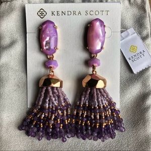 New in box Kendra Scott amethyst tassel earrings